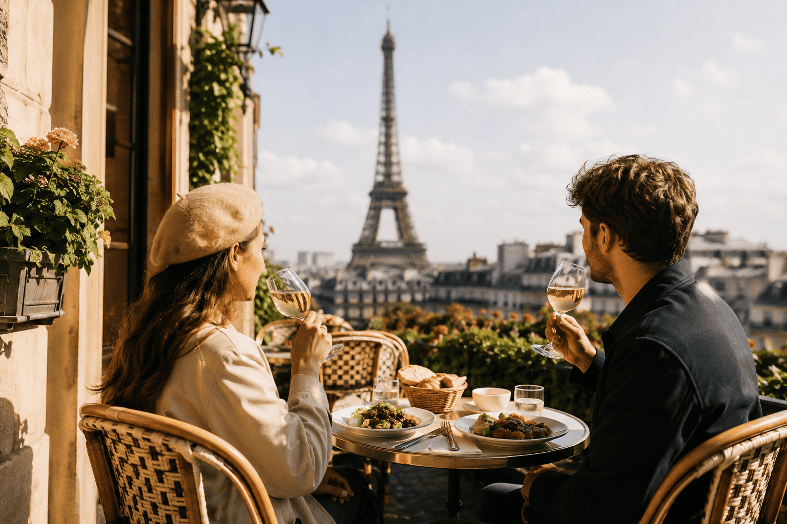 Parisian café dining experience for couples