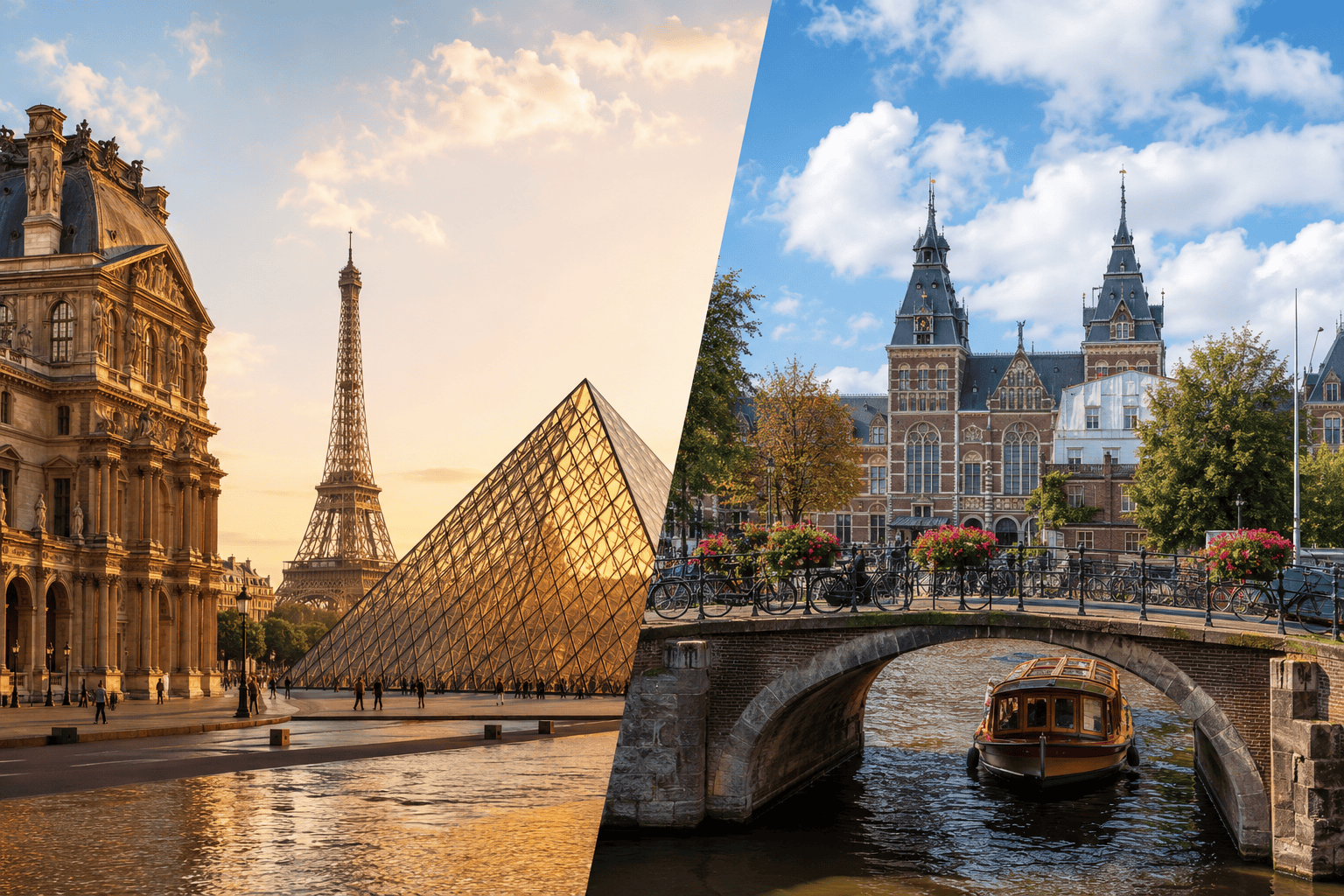 Paris and Amsterdam museums and landmarks travel comparison