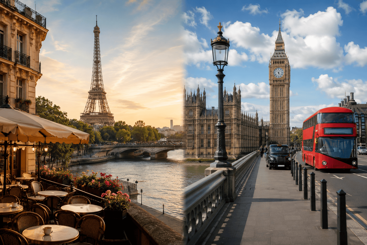 Paris and London skyline comparison for travelers choosing between the two cities
