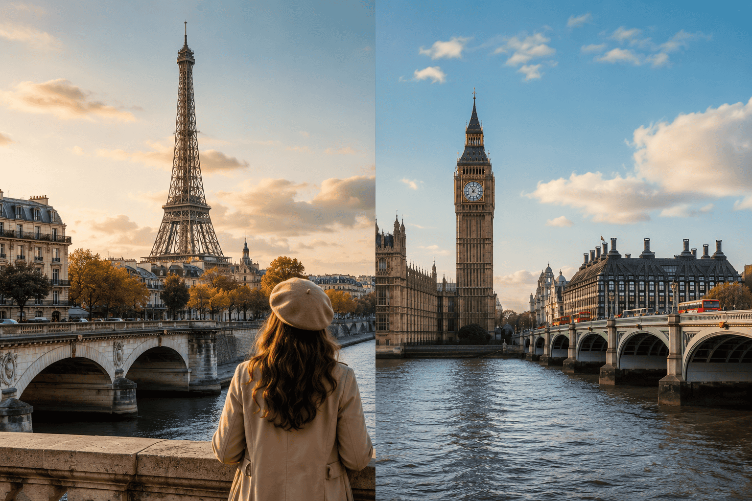 Generated image: Paris meets London at golden hour