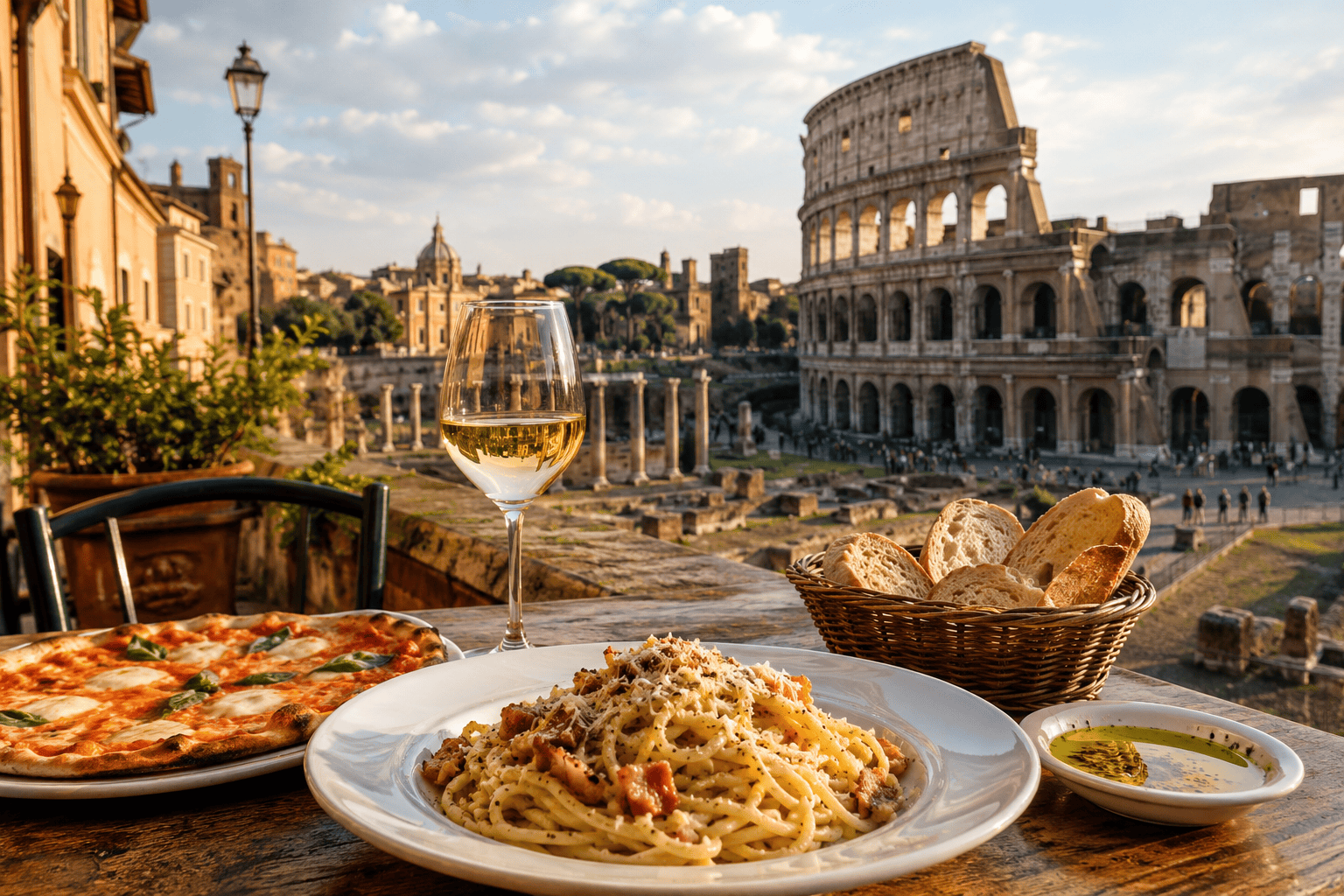 Rome dining near ancient landmarks for a Paris vs Rome trip comparison