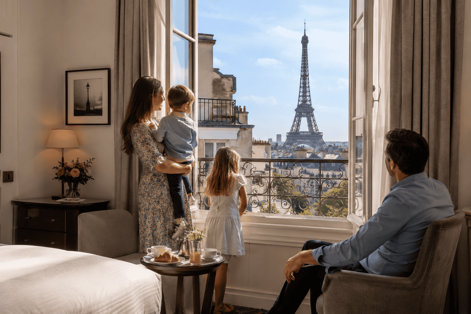 Family-friendly hotel stay in Paris with Eiffel Tower view