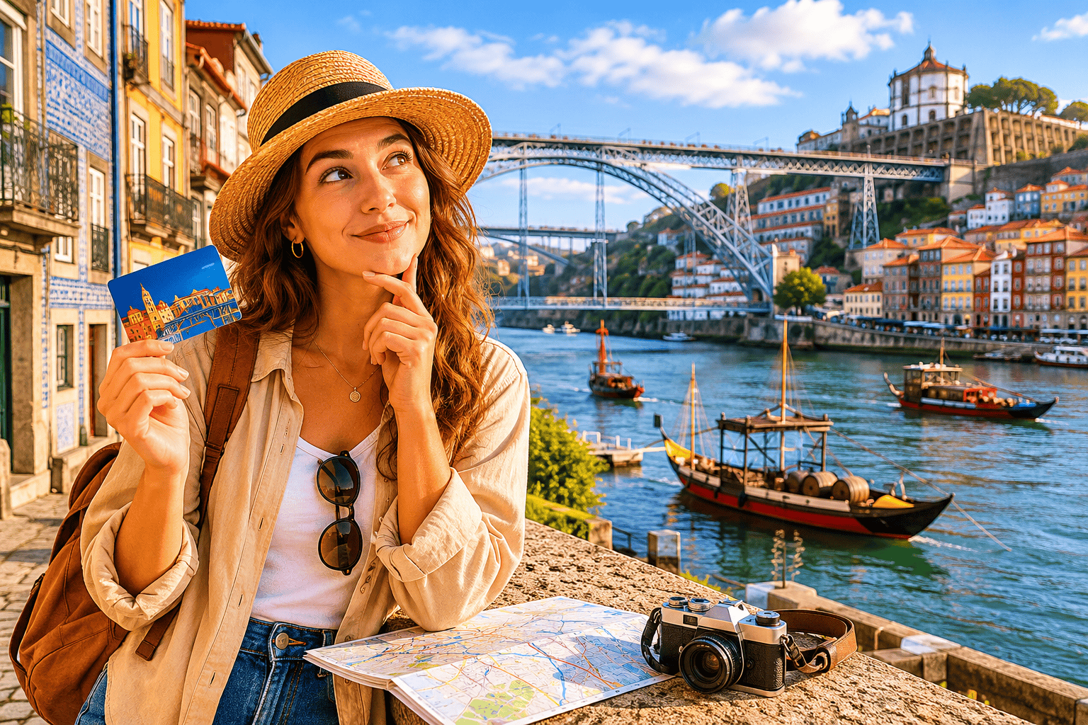 Porto riverside exploration at golden hour
