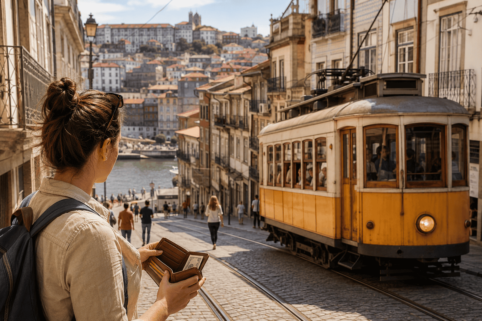 Traveling through an old Porto street