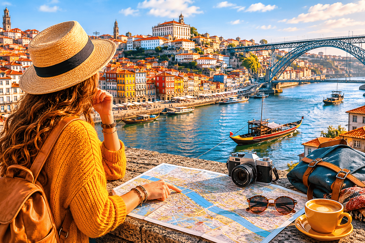 Generated image: Planning travel in Porto's golden hour