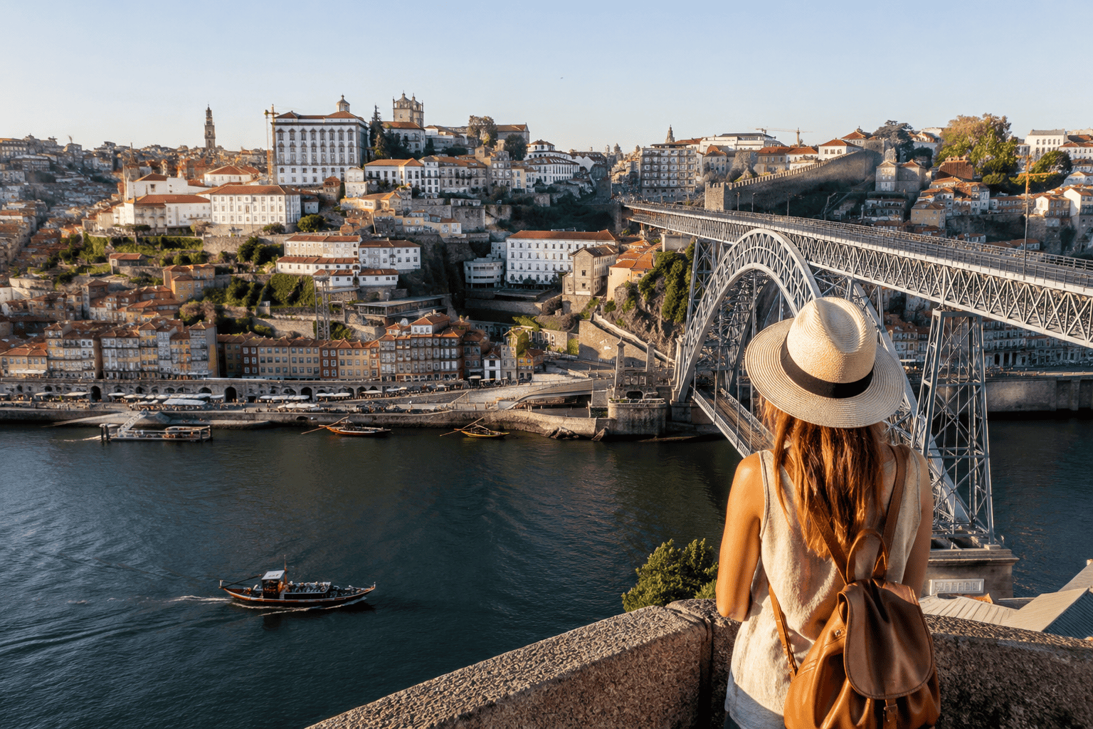 Porto cityscape view from a stone ledge for a first-time travel guide