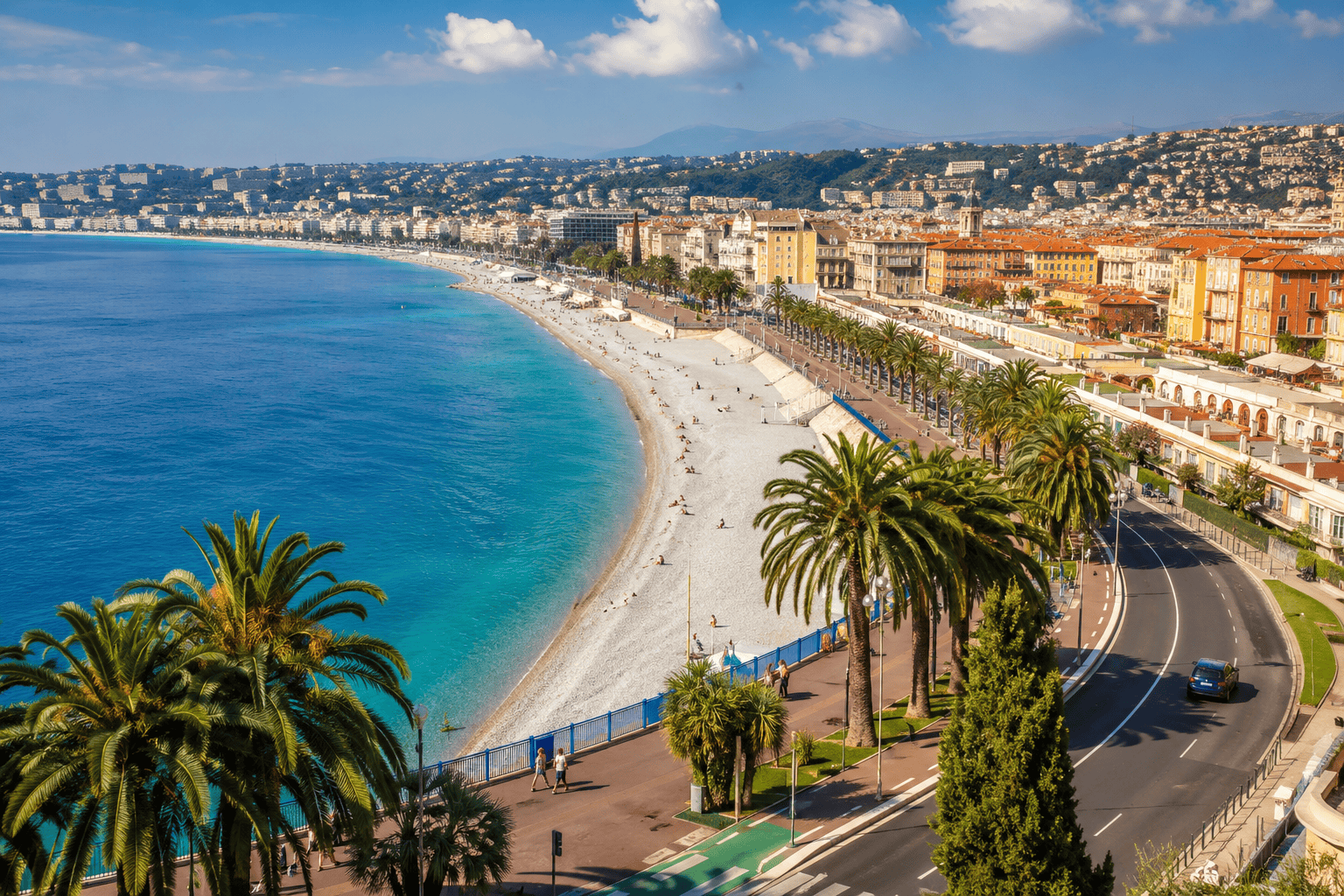 Promenade des Anglais and central Nice during a 3 day Nice itinerary