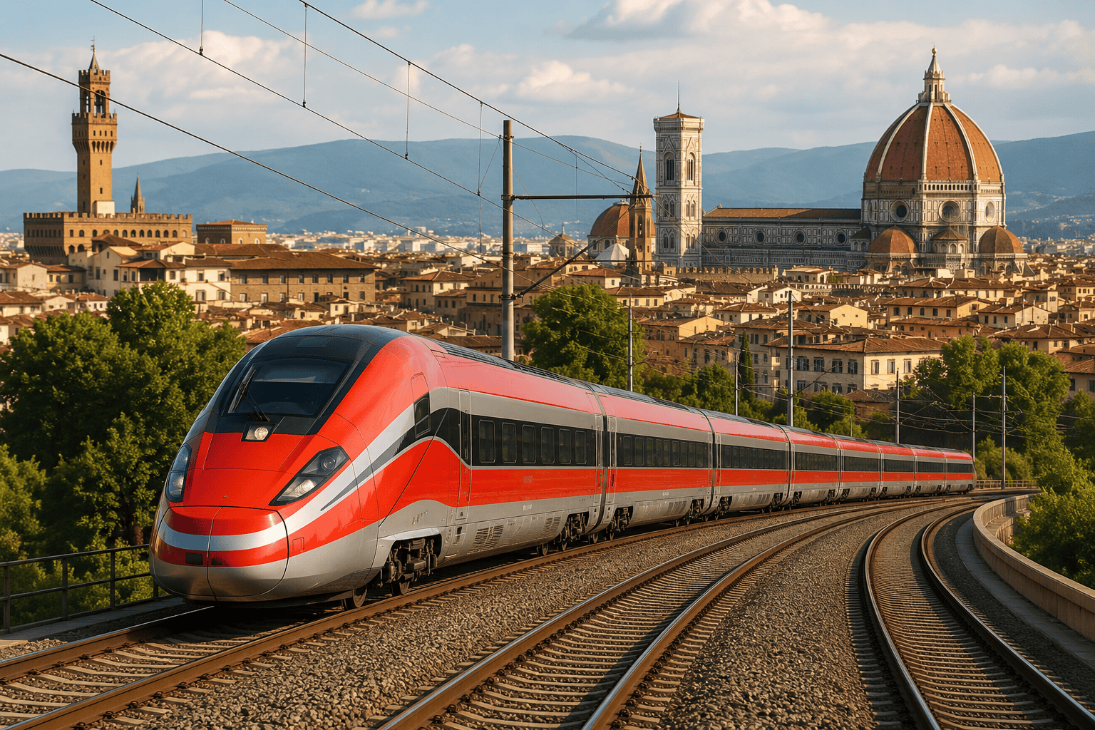 Generated image: High-speed train passing Florence skyline