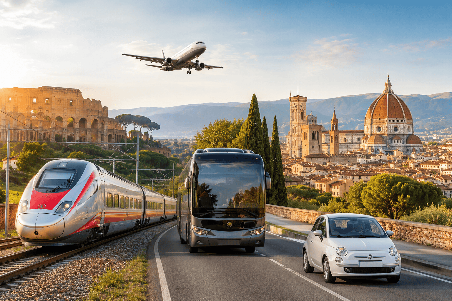 Rome to Florence travel options by train bus and car