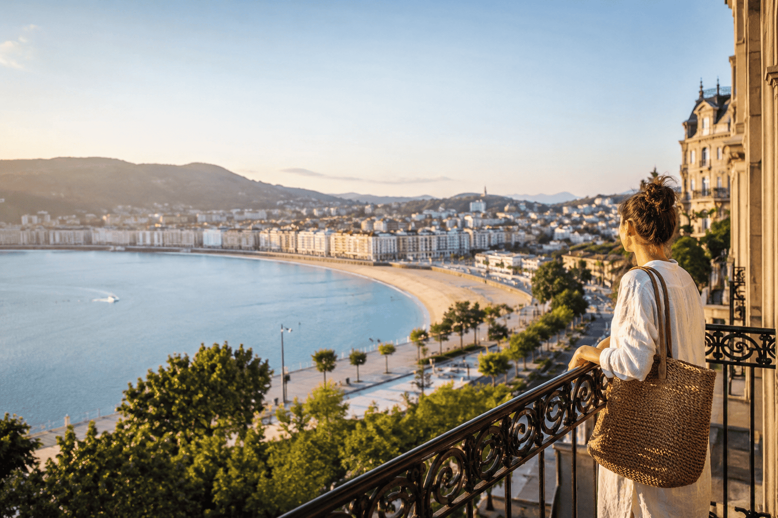Generated image: Seaside city morning view from balcony