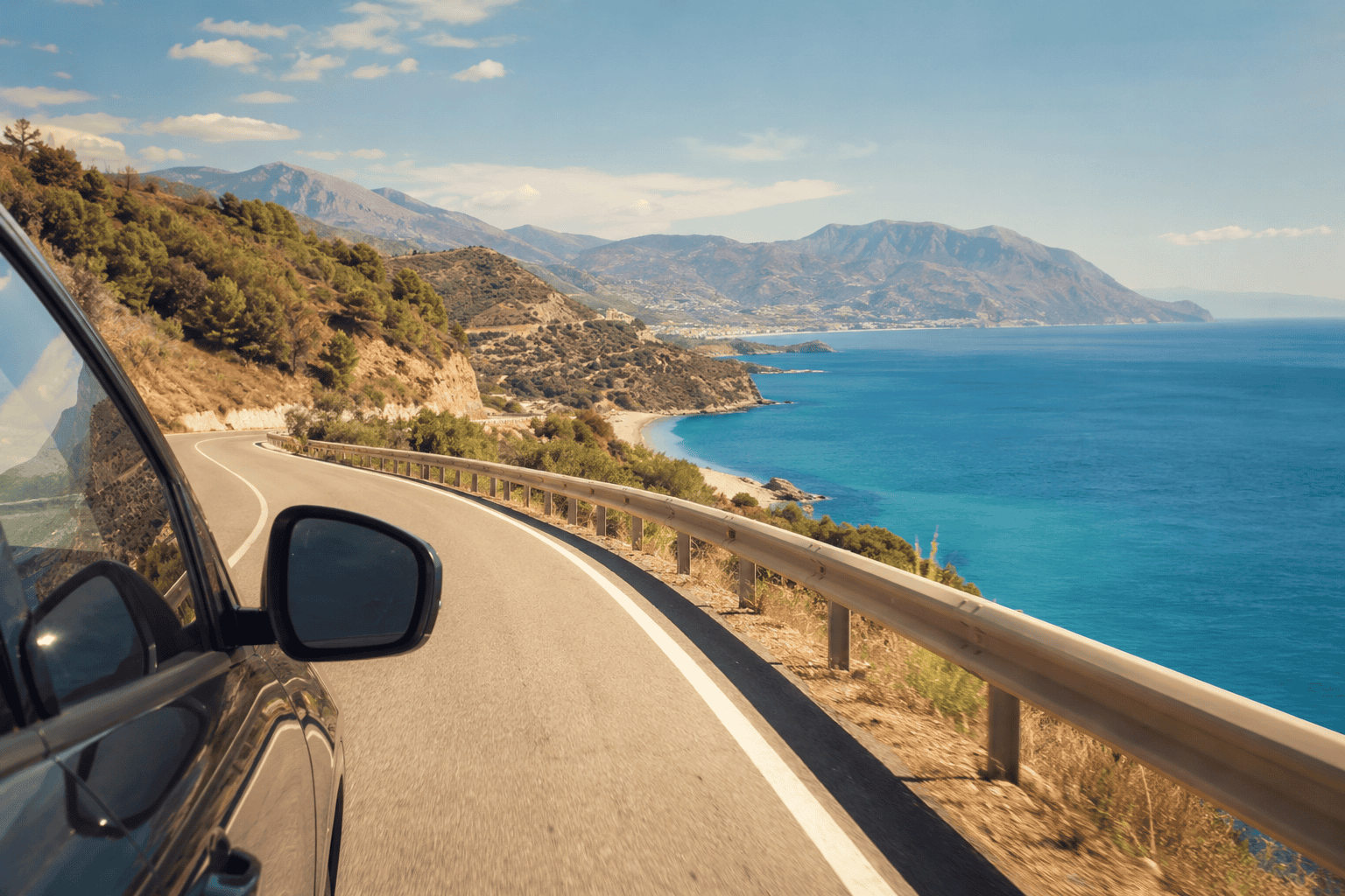 Generated image: Coastal road trip by the sea