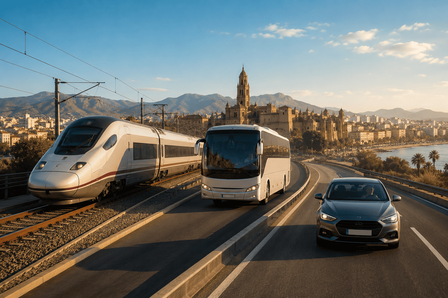 Generated image: Scenic transportation along coastal highway