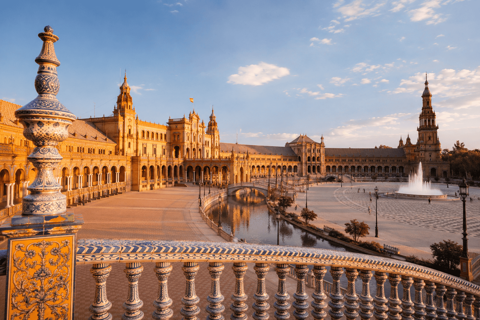 Generated image: Plaza de España in golden light