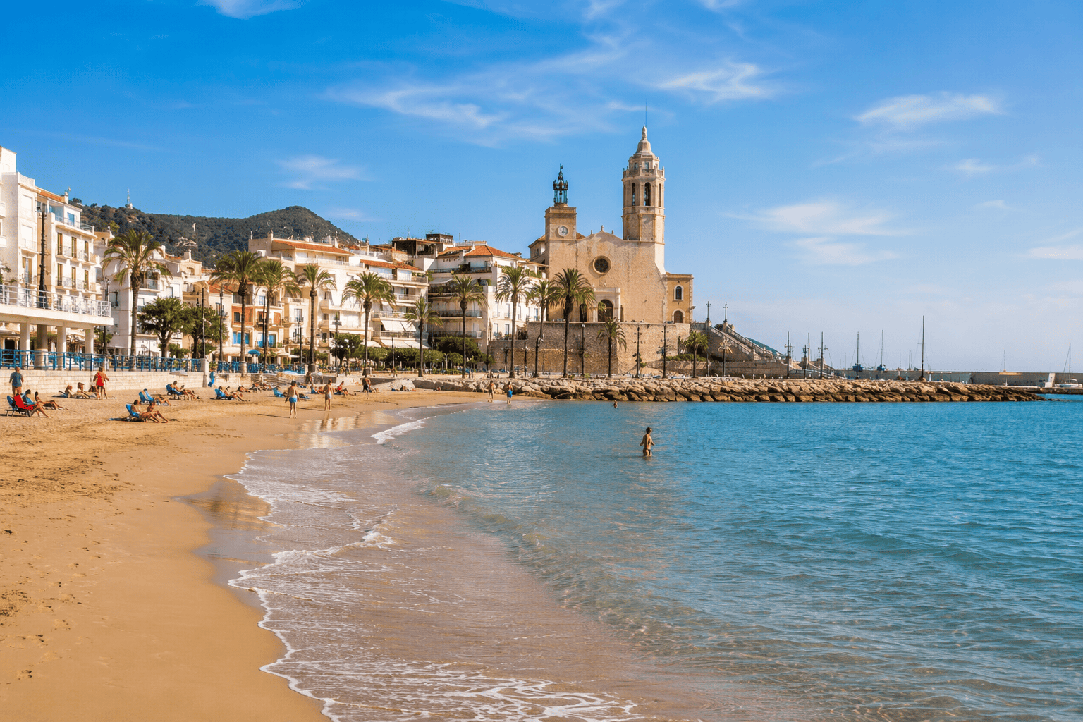 Generated image: Mediterranean coastal town on a sunny day