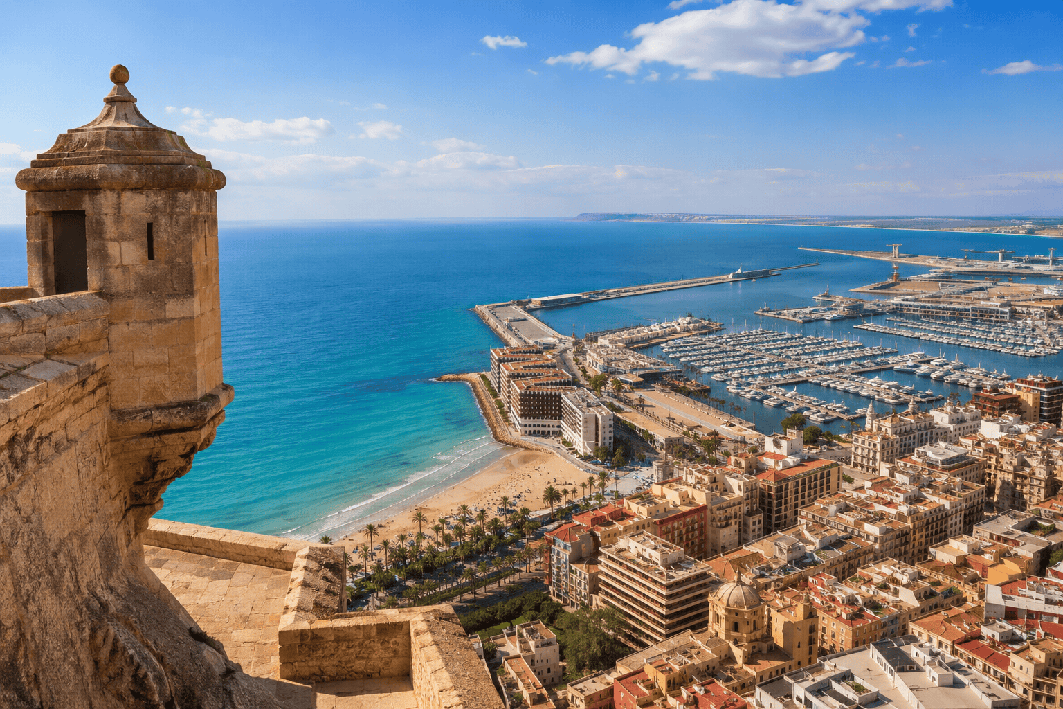 Generated image: Mediterranean coastal city panorama view
