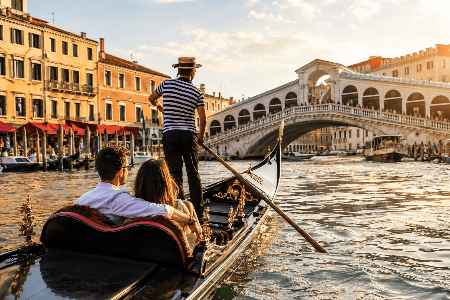 Generated image: Gondola ride on a Venetian canal