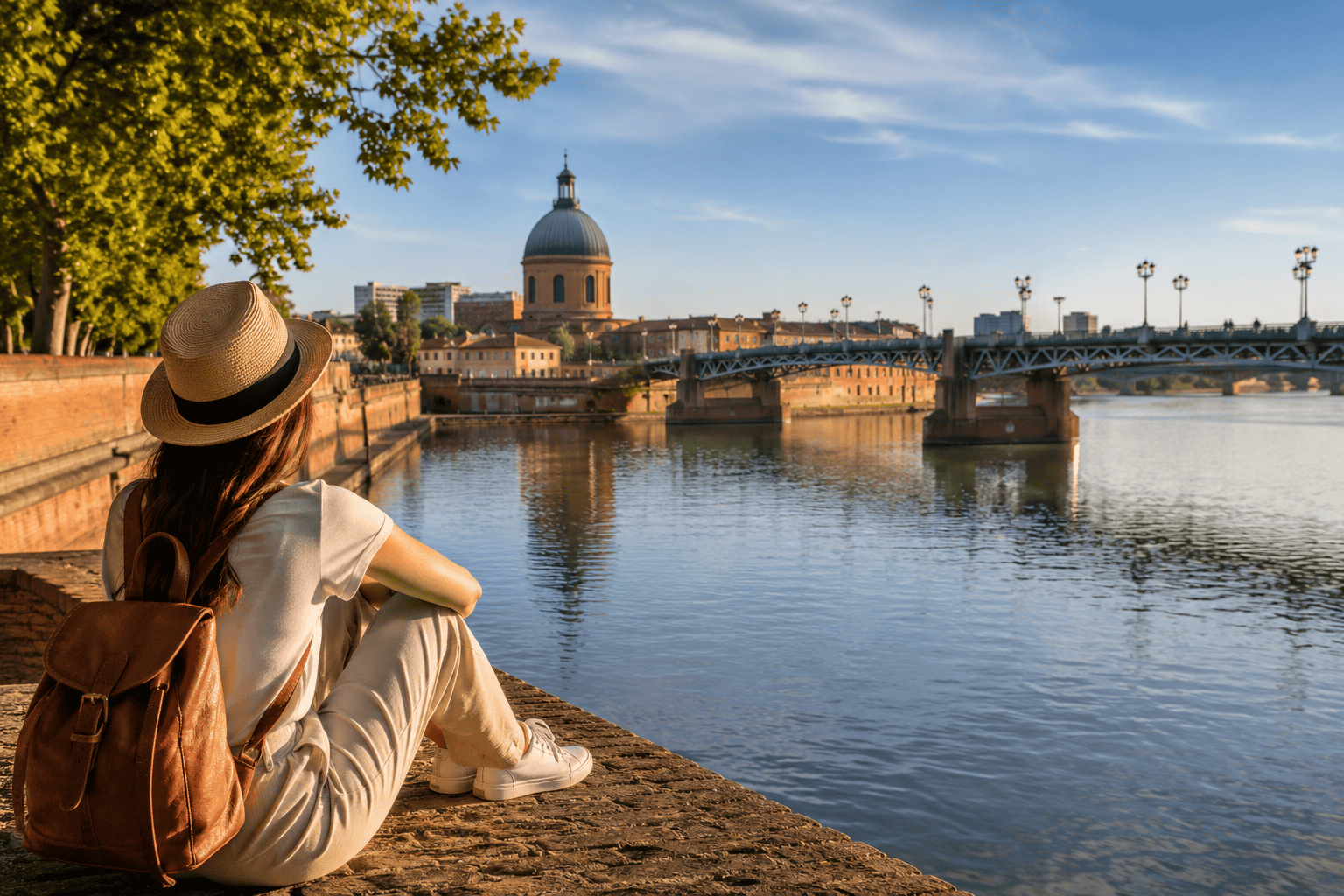 Traveler planning a relaxed Toulouse itinerary by the river
