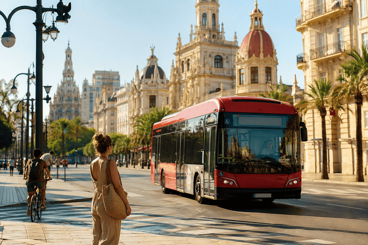 Generated image: Mediterranean street with modern bus
