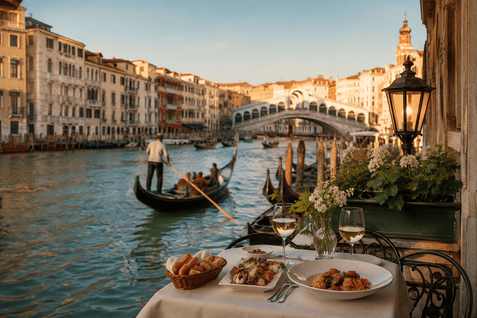 Venetian cafe by the Grand Canal for a Venice budget guide