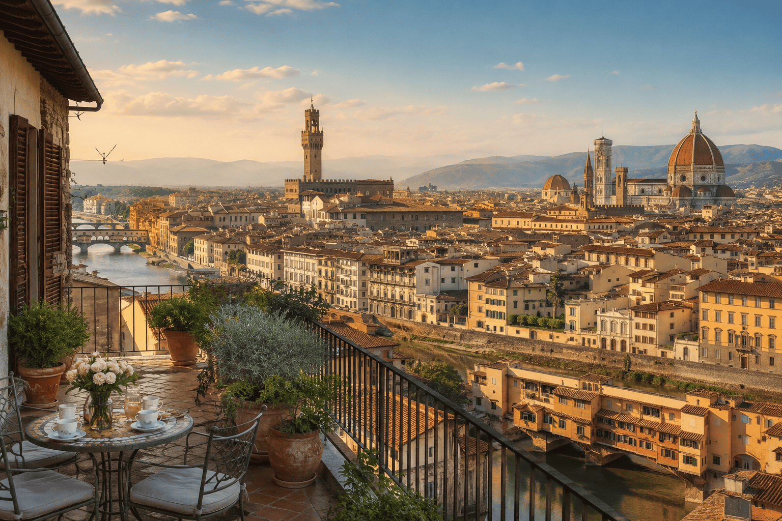 Florence rooftops at golden hour