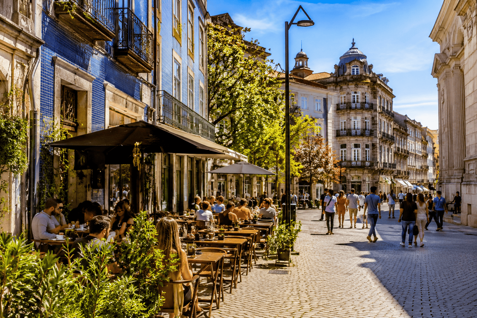 Generated image: Sunny European café street scene