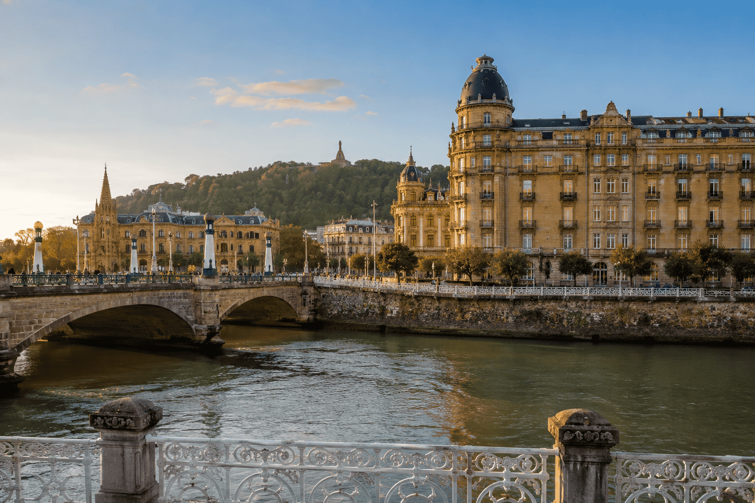 Generated image: Golden hour over the riverside town
