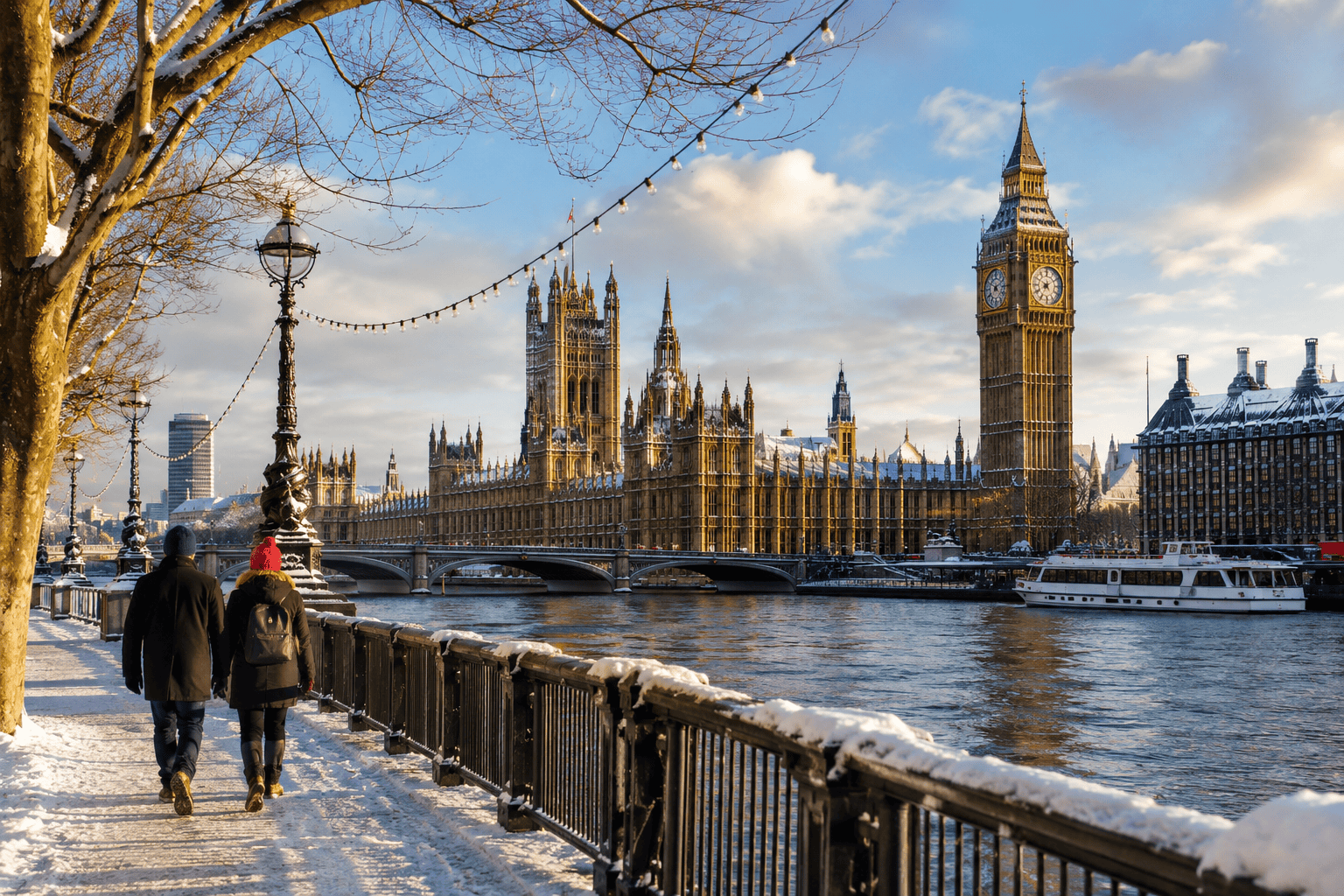 Generated image: Winter stroll by the Thames