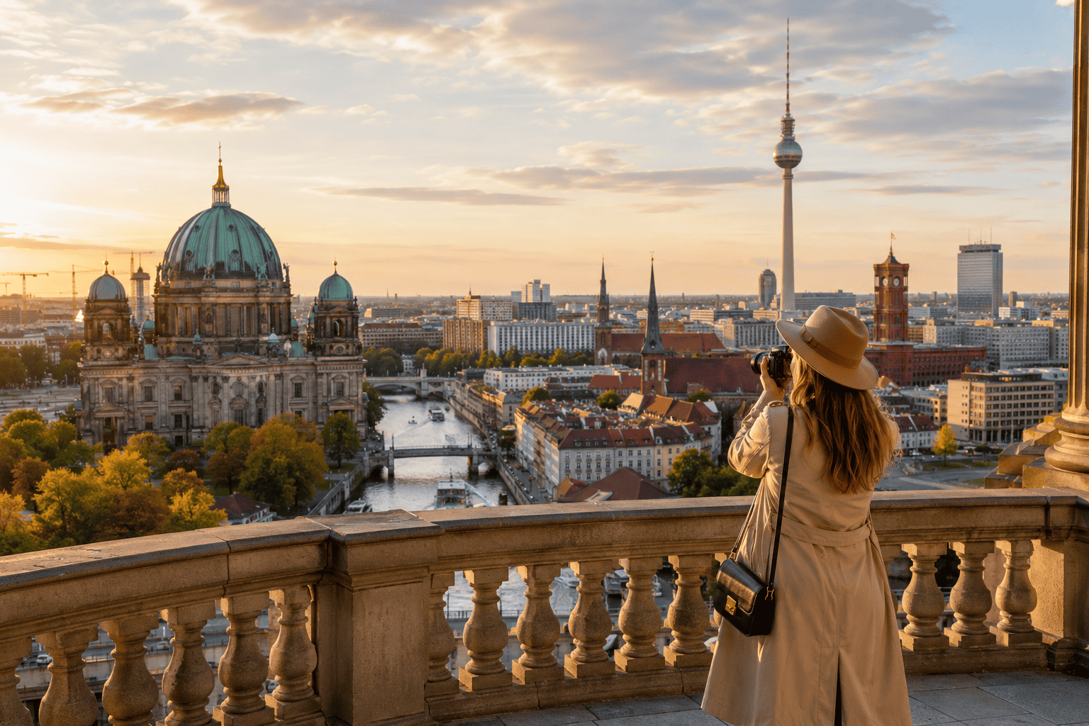 Golden hour cityscape in Berlin