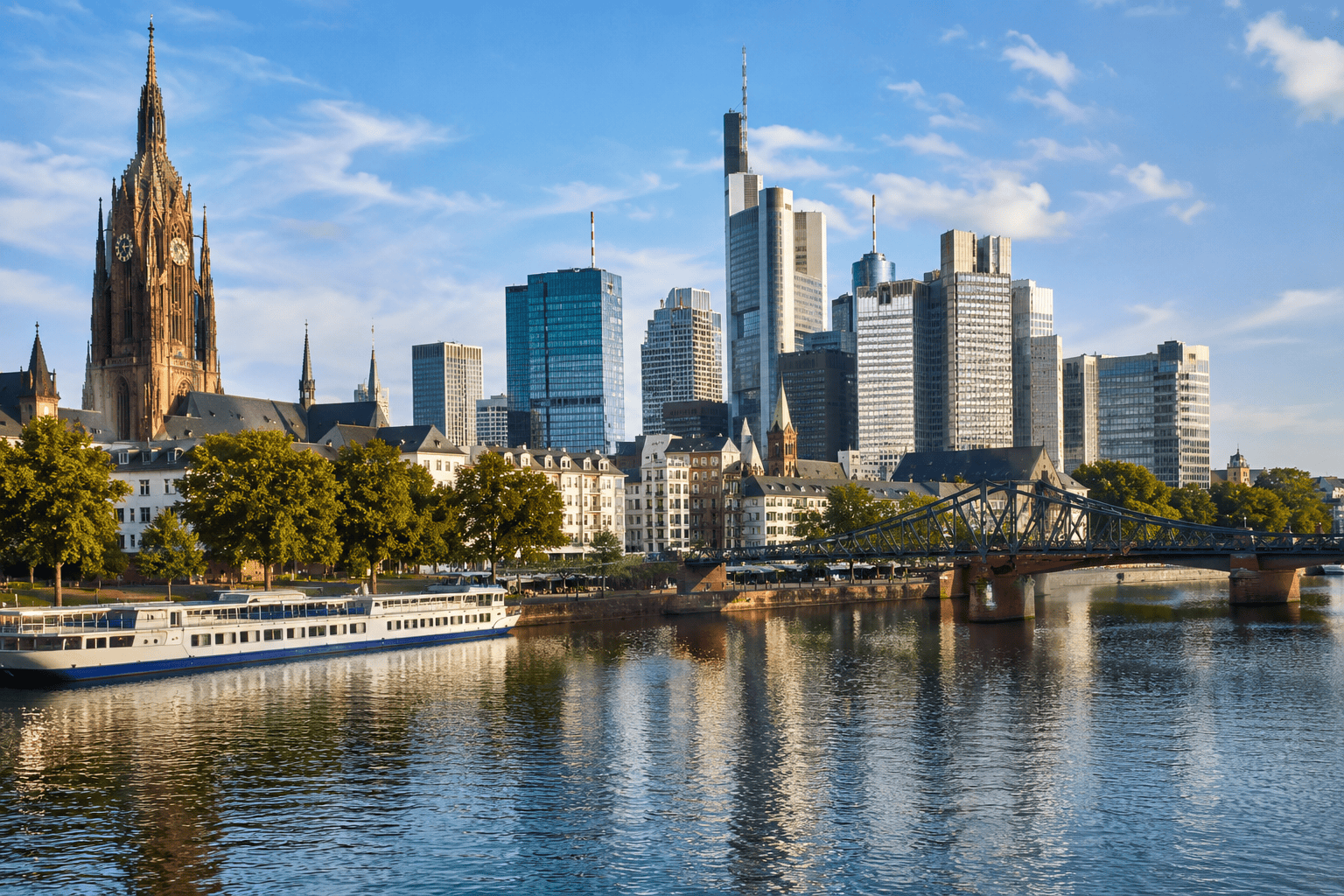 Frankfurt skyline and Main River