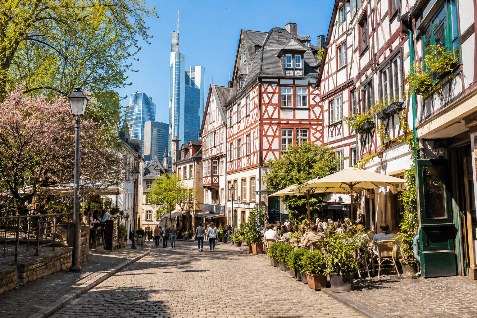 Frankfurt old town and skyline