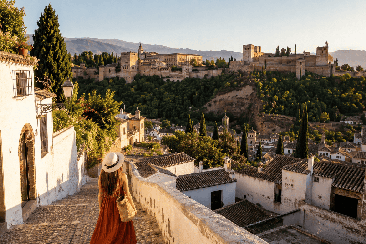 Golden afternoon in a hillside town