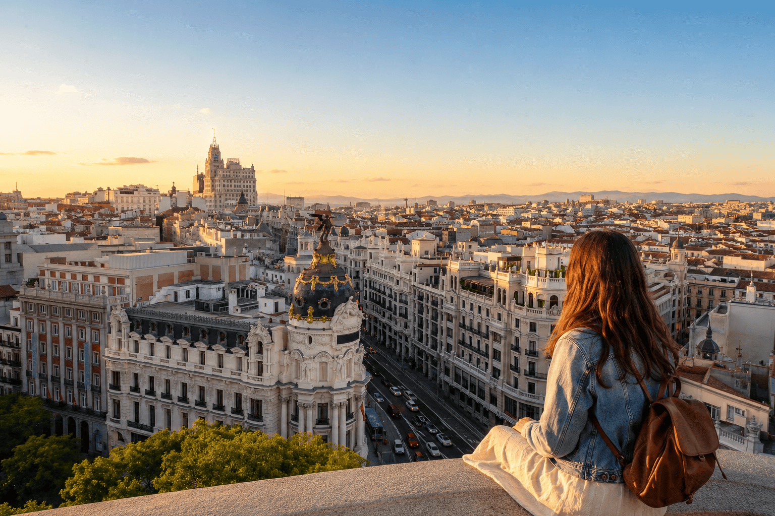 Contemplating the city at sunset