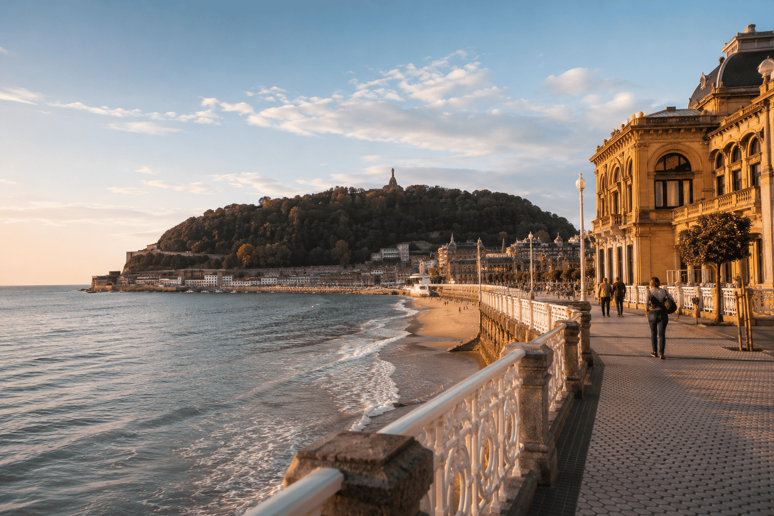 Golden hour at the seaside promenade