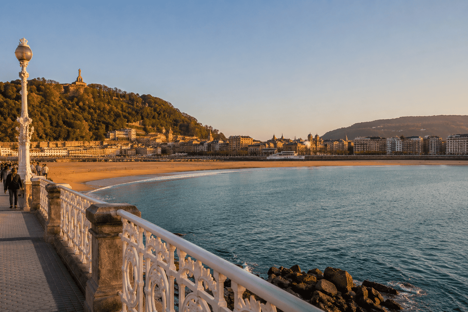 Coastal promenade at golden hour