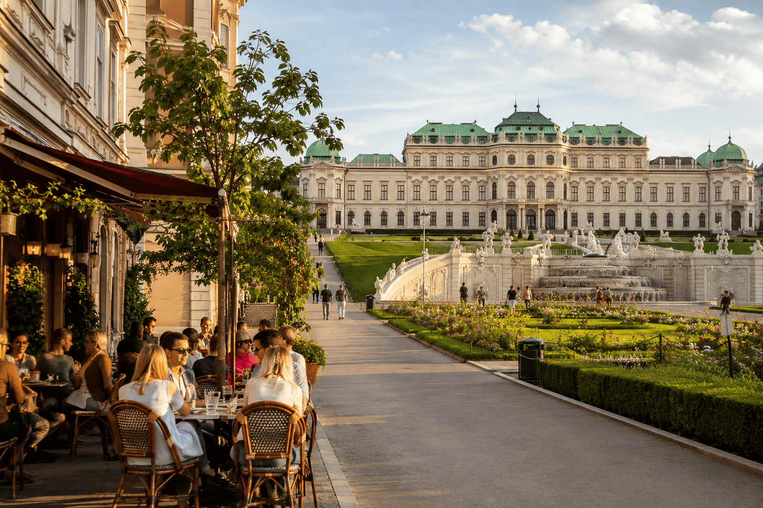 Traditional Viennese café near a palace