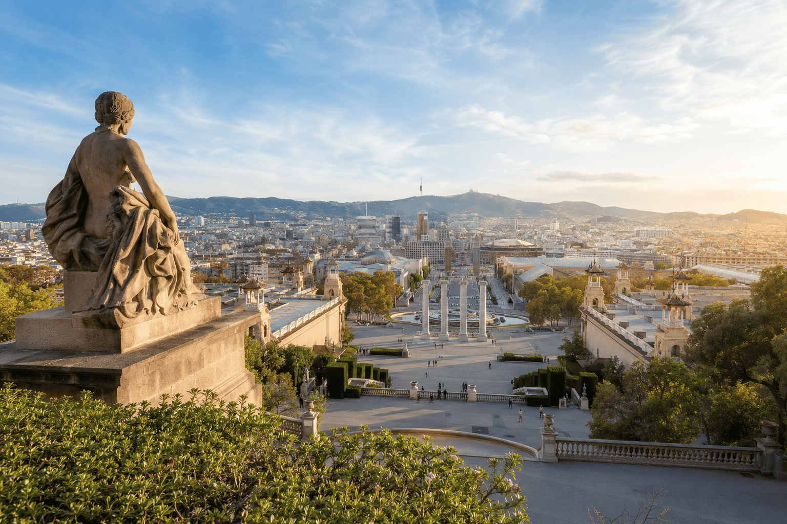 Classical terrace view over urban cityscape