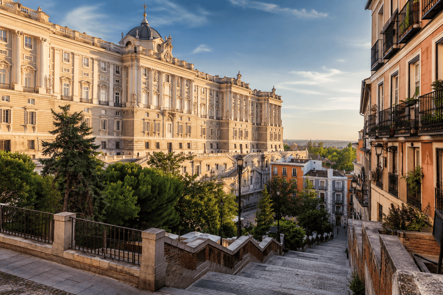 Royal Palace of Madrid and surrounding historic district