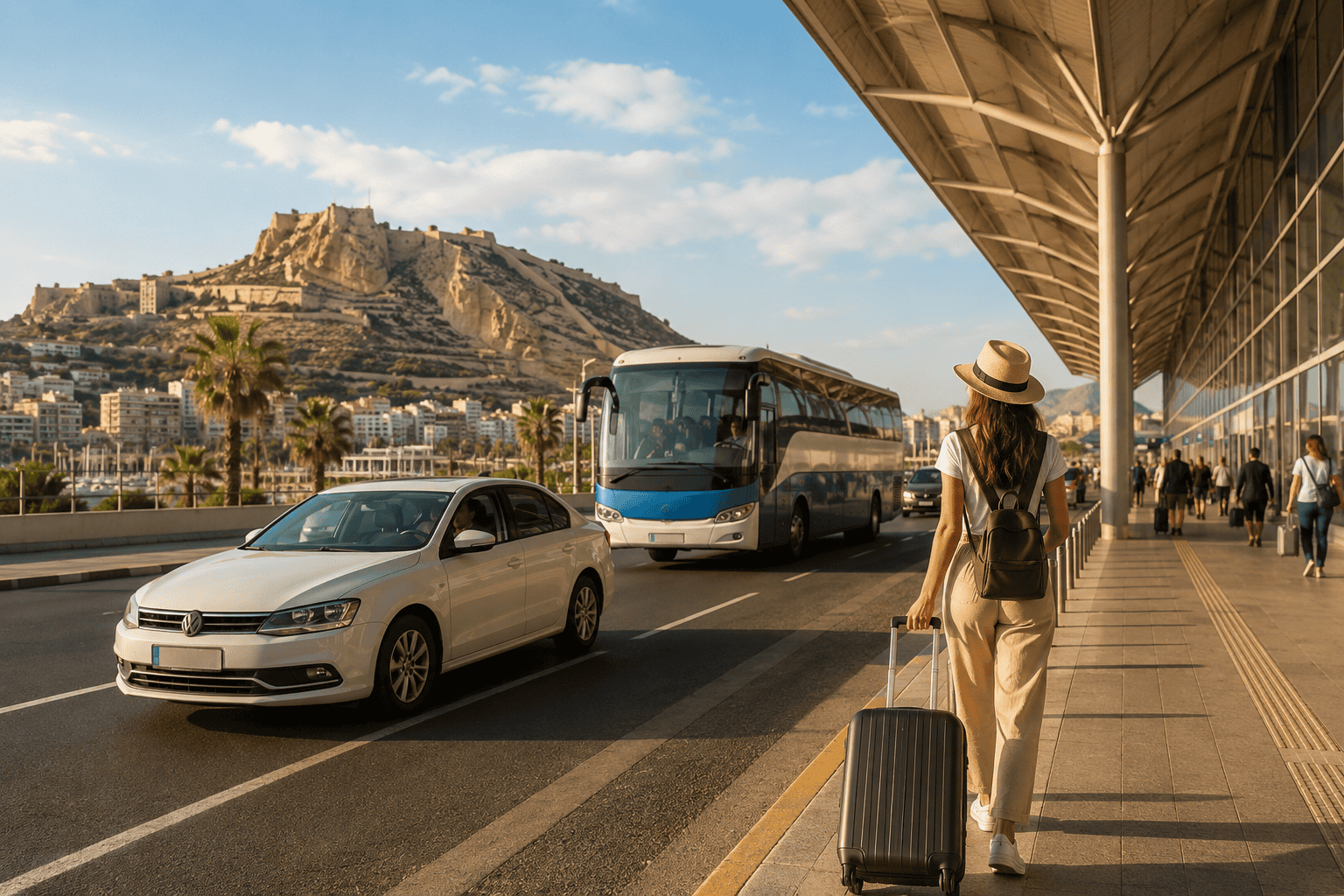 Alicante Airport terminal with coastal surroundings