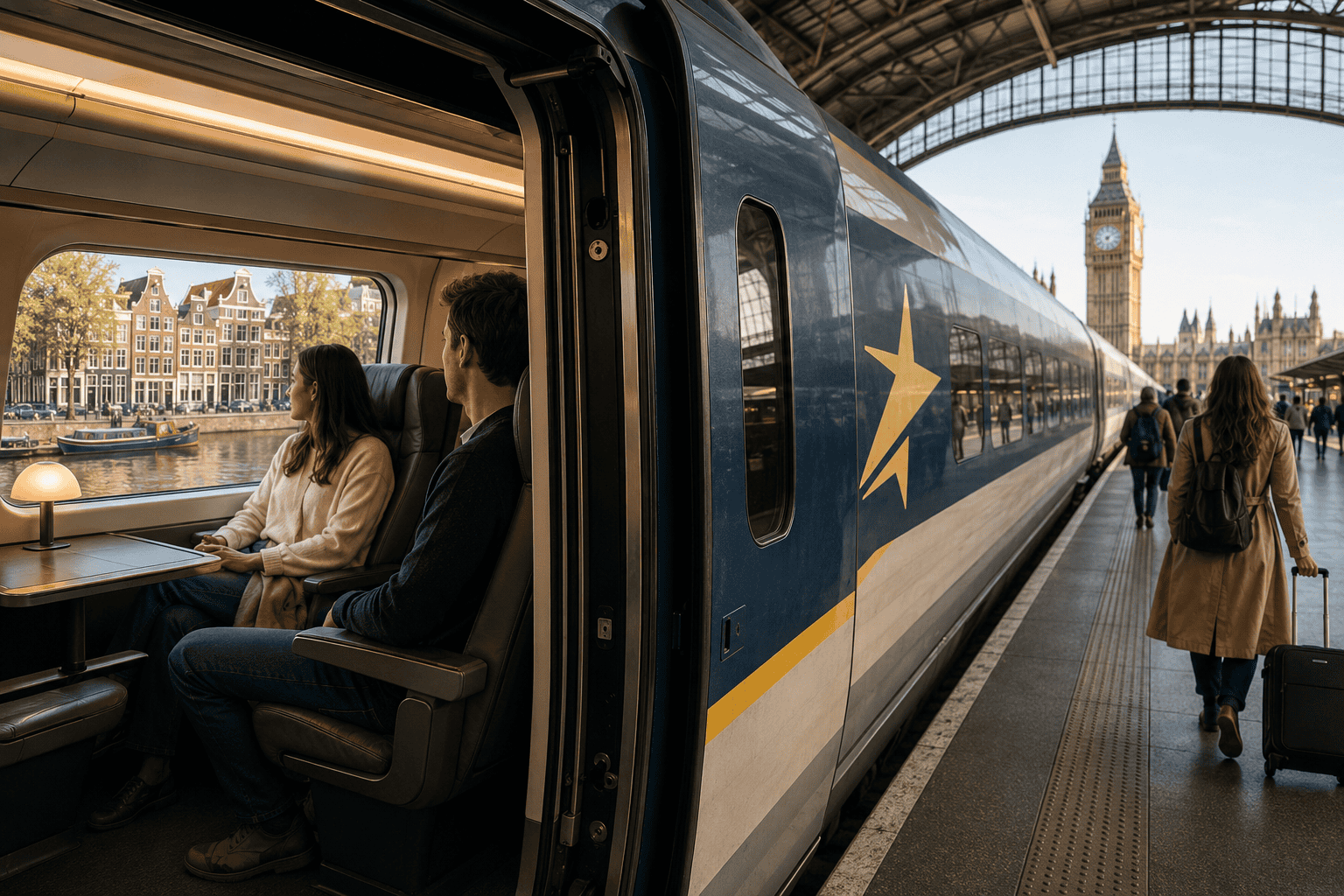 Eurostar train connecting Amsterdam and London