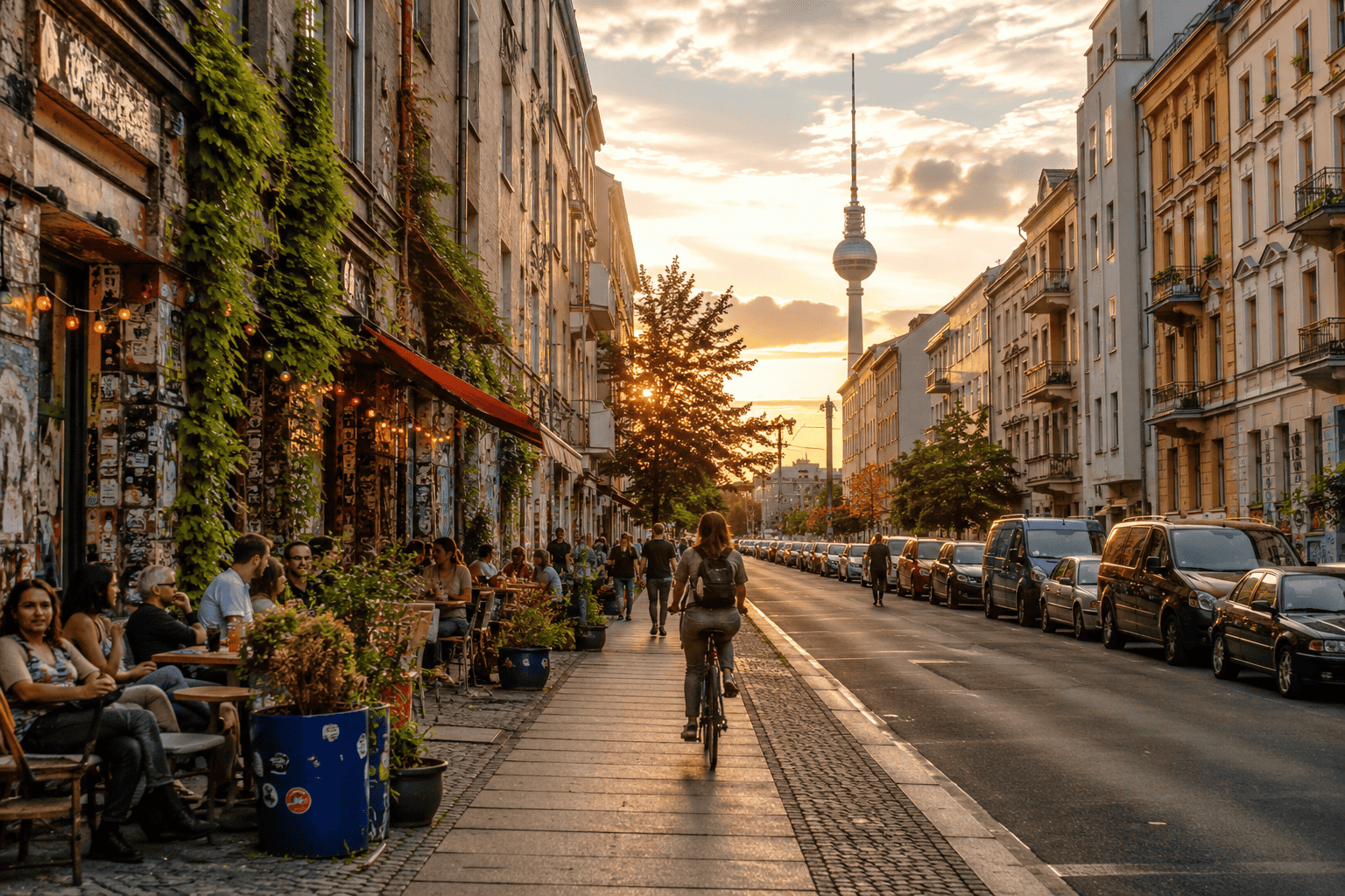 Golden hour in the urban street