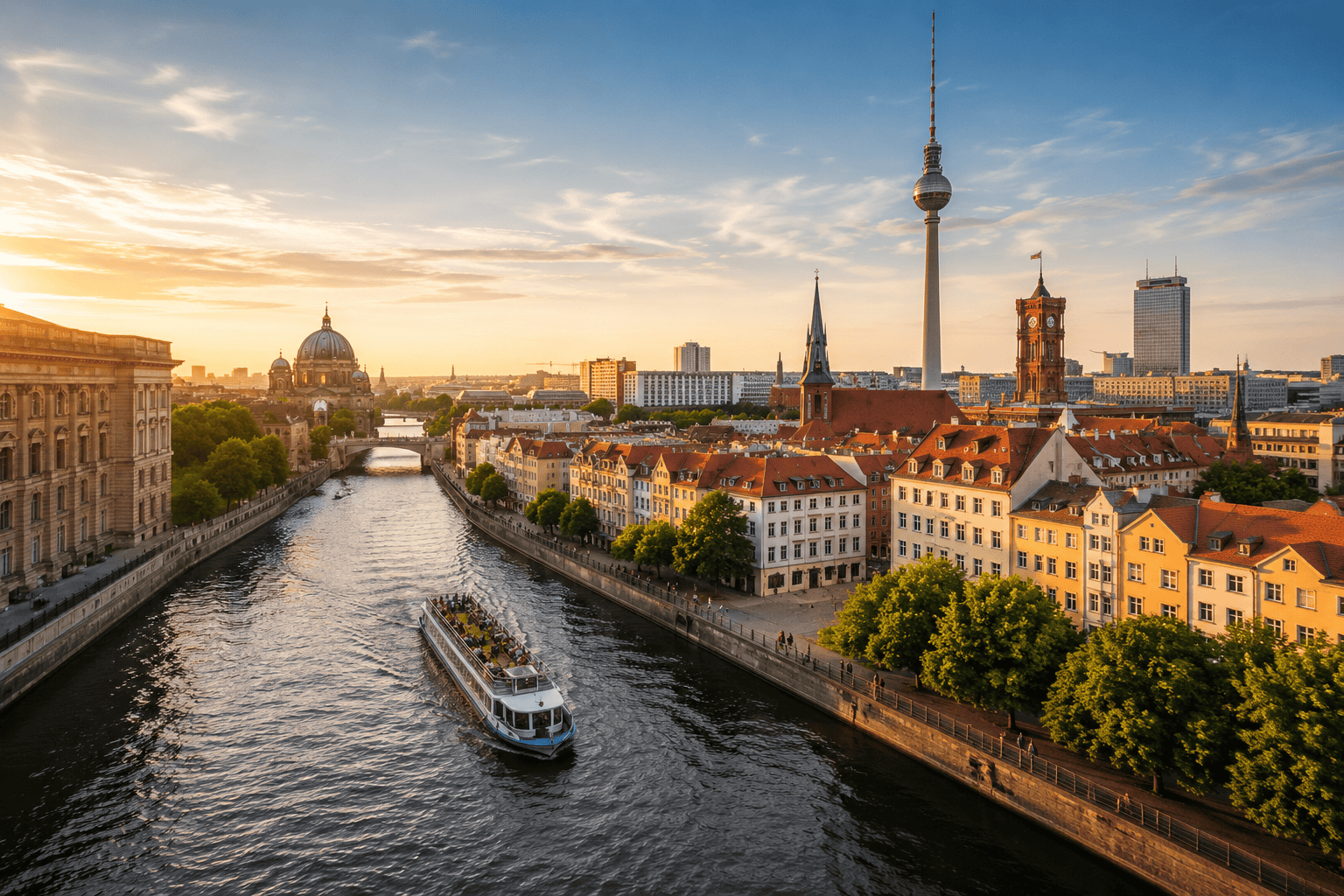 View across Berlin at sunset