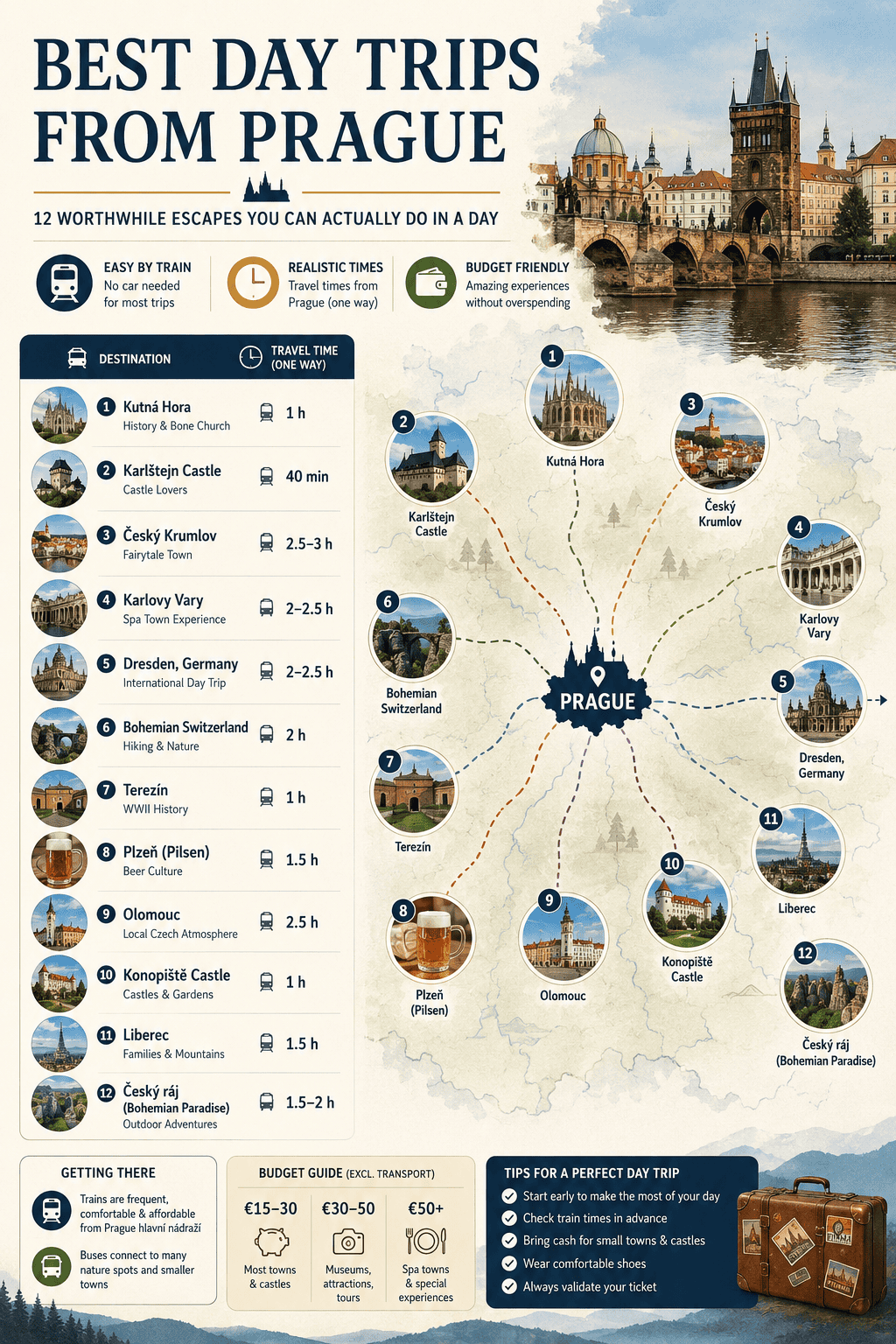 best day trips from prague a clean branded travel infographic for this