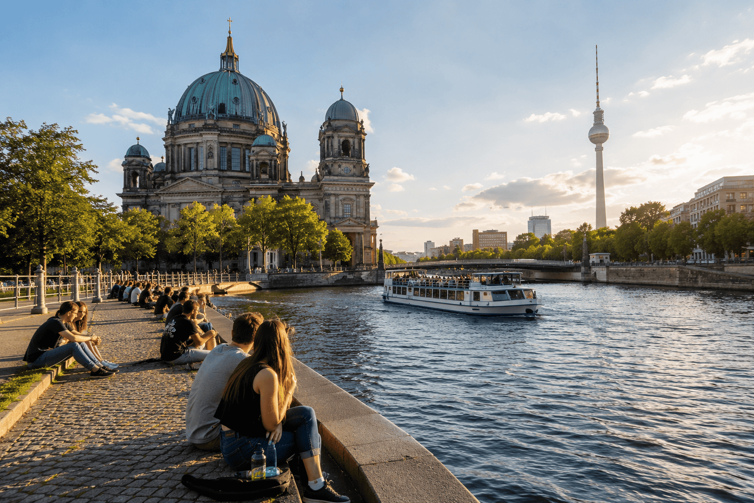 Relaxing evening scene in Berlin