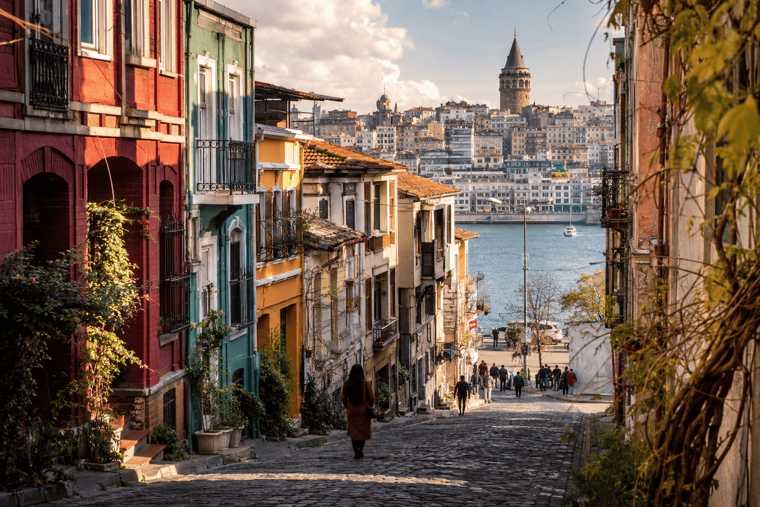 Generated image: Vibrant cityscape leading to the water