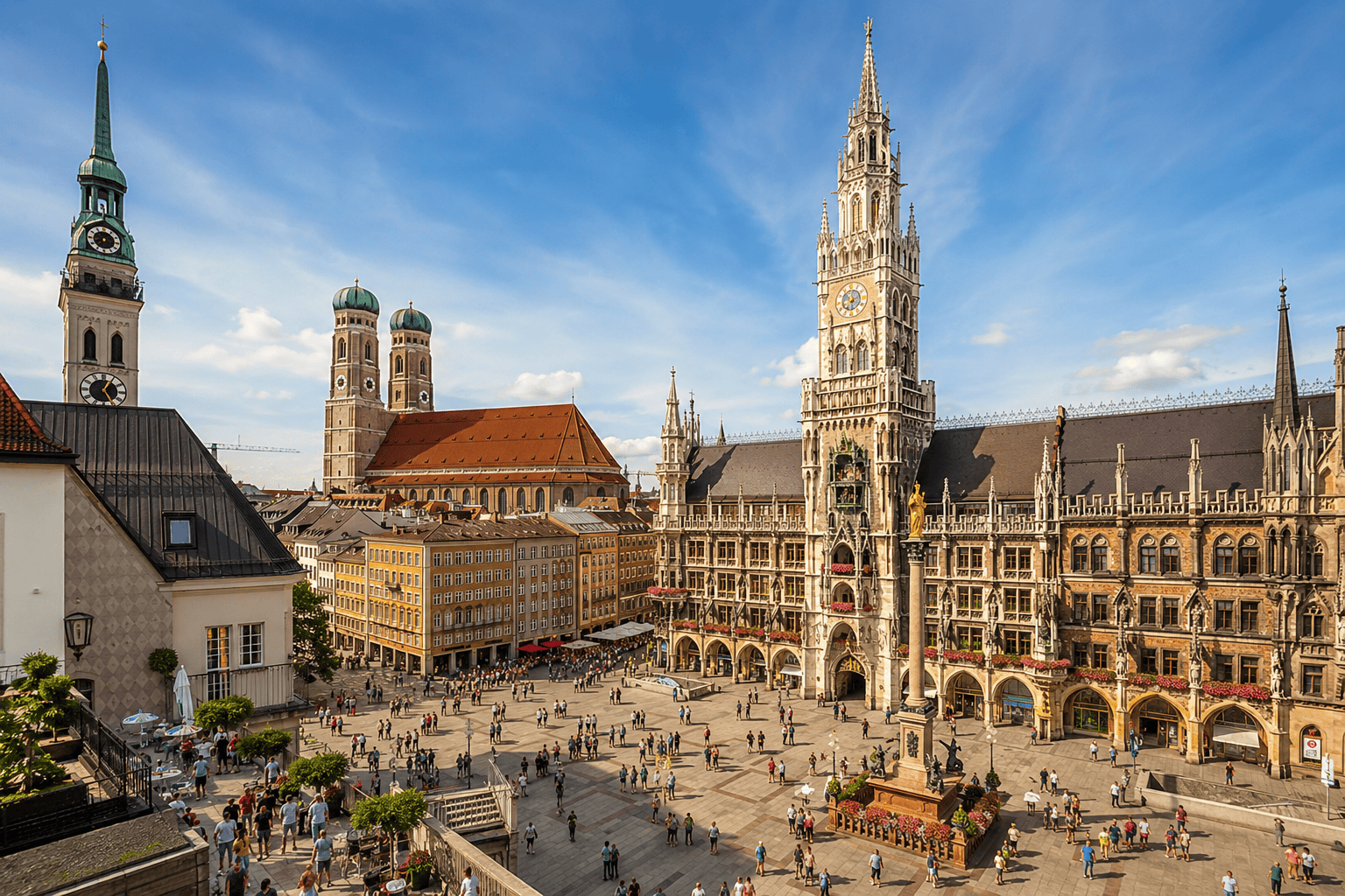 Munich city square on a sunny day