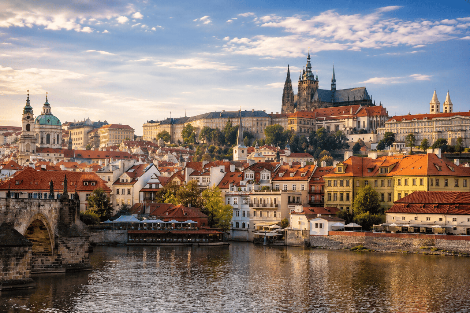 Panoramic view of Prague architecture