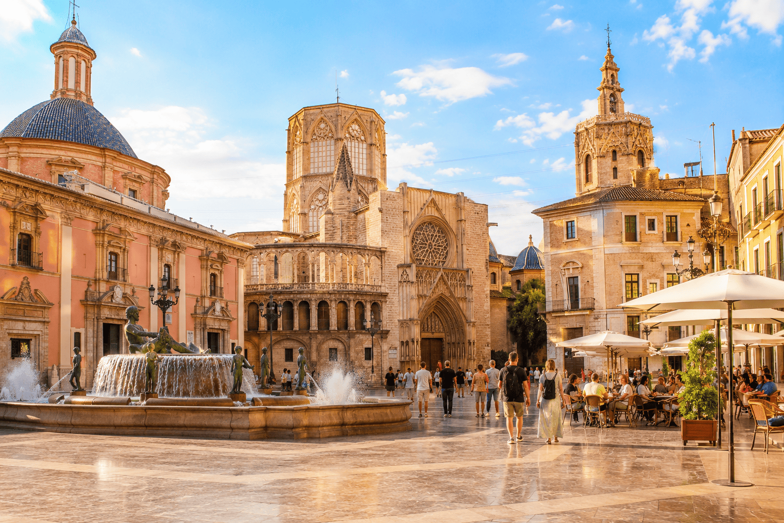 Historic plaza with Gothic cathedral