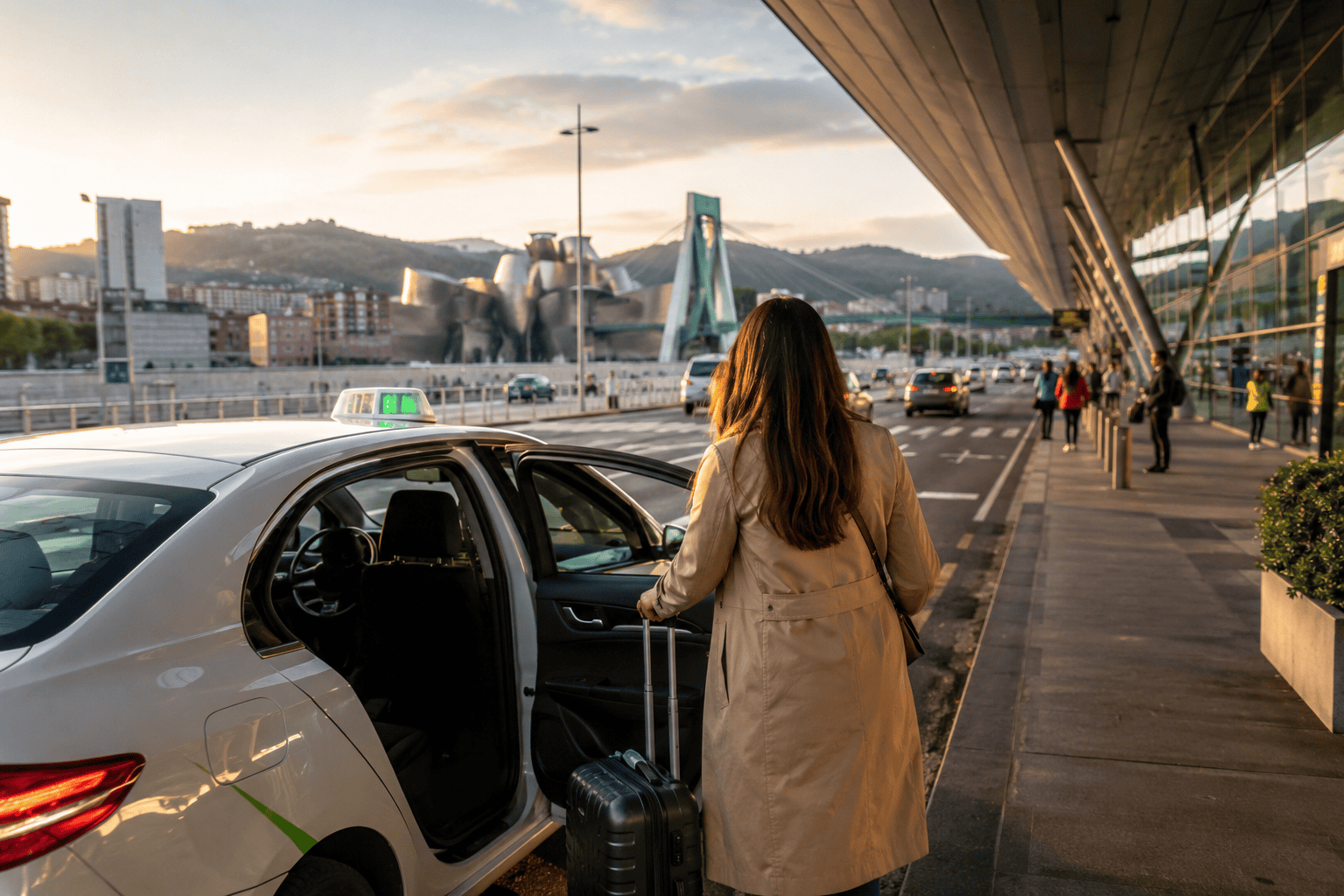 Golden hour at the airport curb