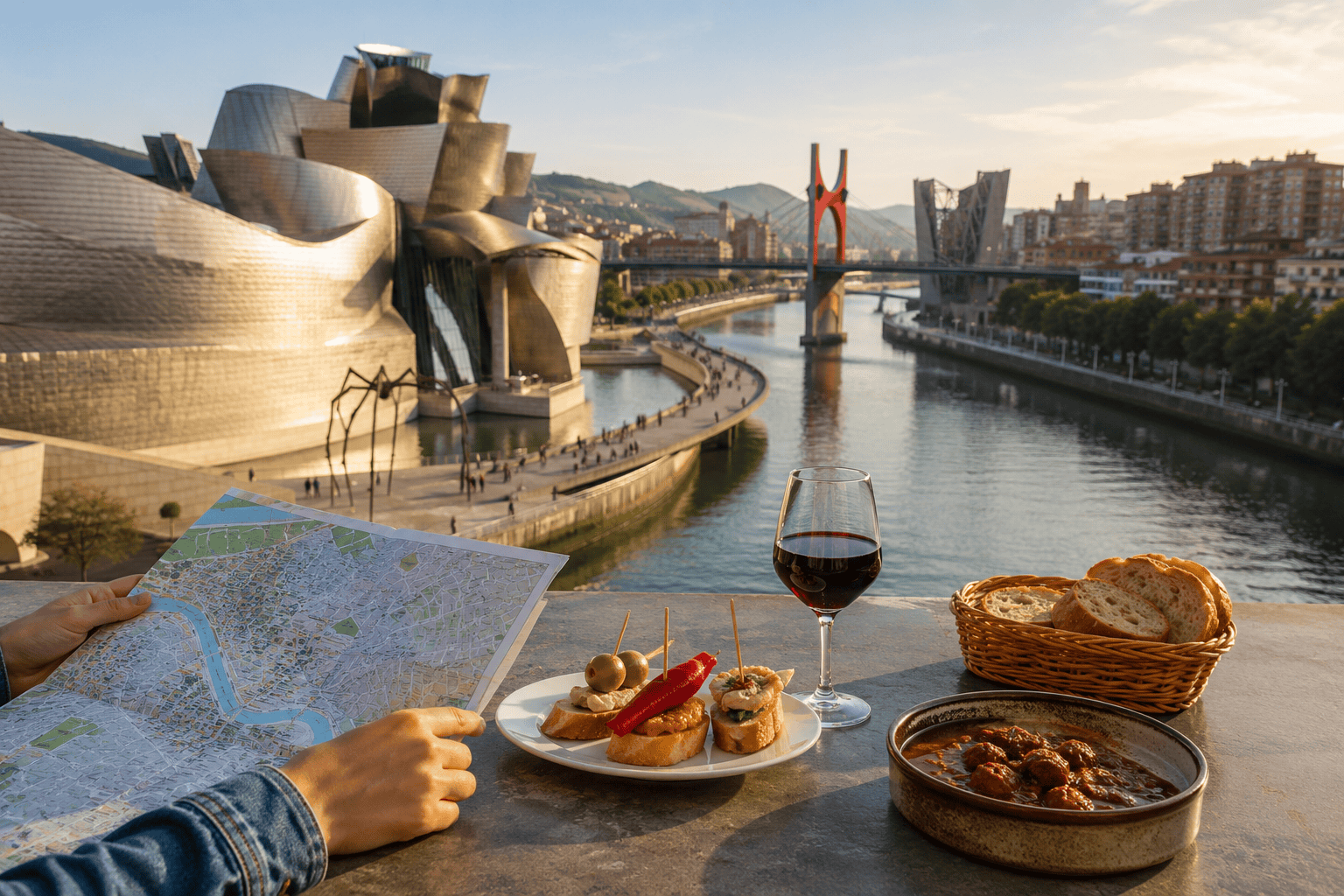 Riverside dining with modern architecture