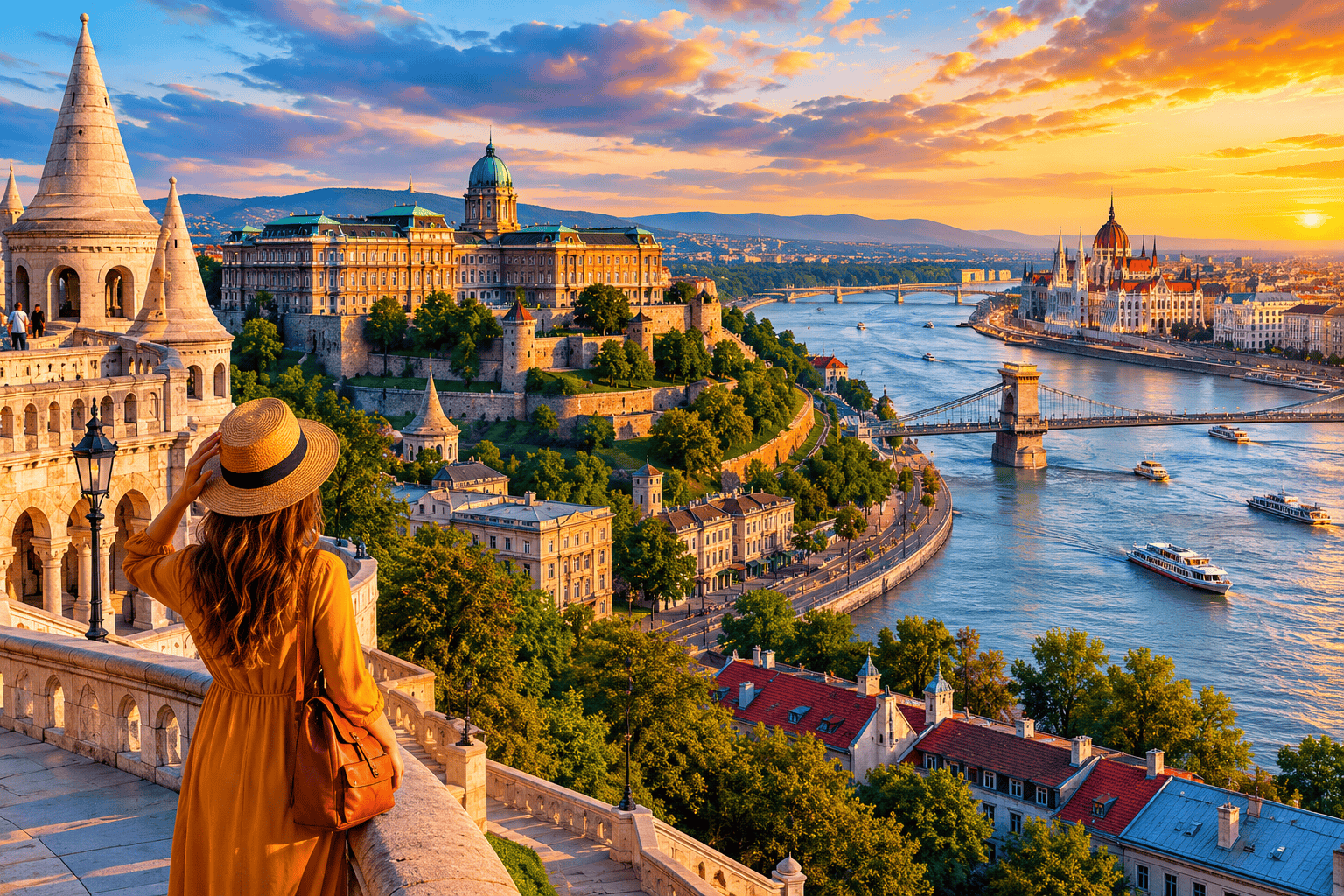 Budapest skyline during golden hour